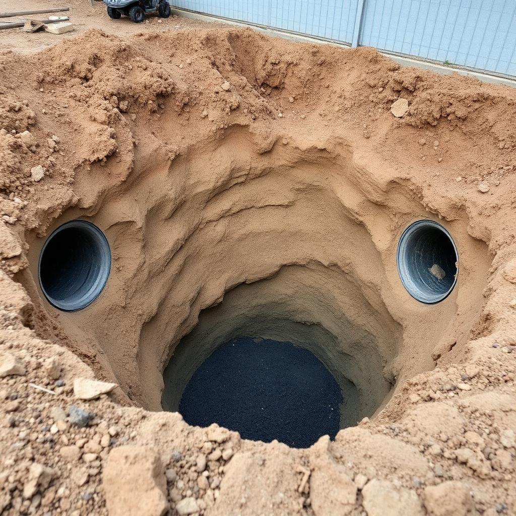 Soak hole and stormwater drainage pit being excavated on a sandy NZ residential section